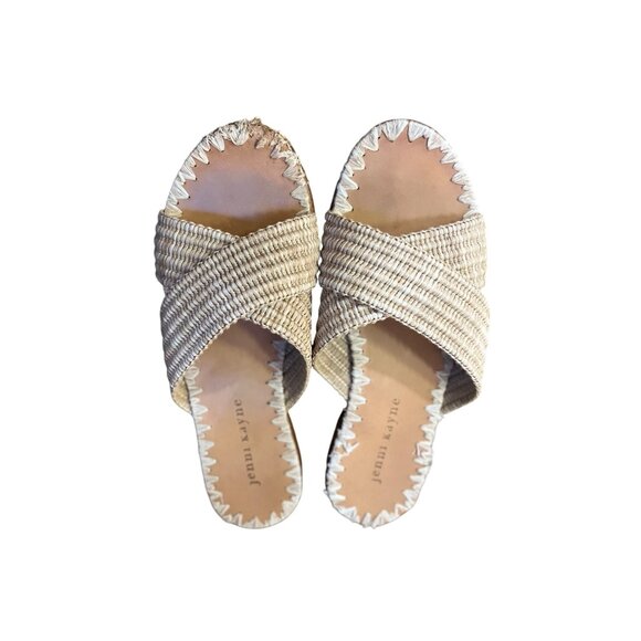 Jenni Kayne Sandals Raffia Crossover Natural Womens 36 US 6 Used *Damage - Picture 3 of 9